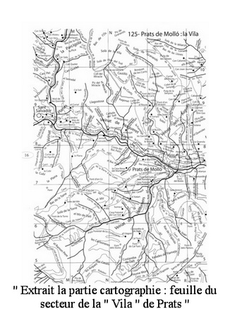 Atlas Catalogne Nord extrait la partie cartographie feuille du secteur de la Vila de Prats