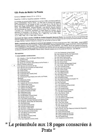 Atlas Catalogne Nord le préambule aux 18 pages consacrées à Prats