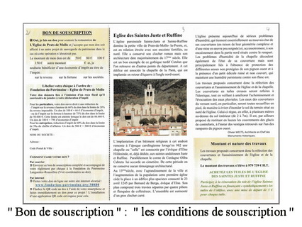 dépliant de la Fondation du Patrimoine vue p 2 Bon de souscription les conditions de souscription